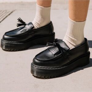 Dr. Martens Black Platform Tassel Loafers